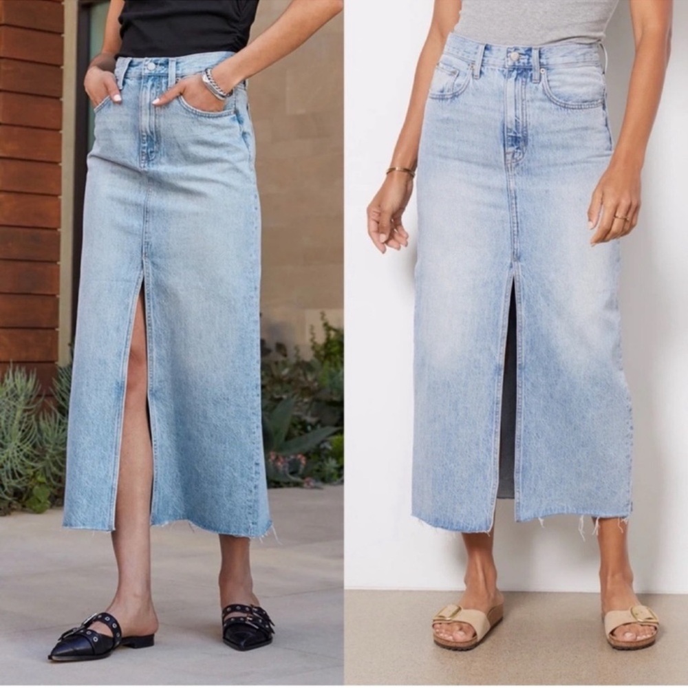 Anthropologie Pistola Alice Midi Denim Split Front Brooklyn Midi Skirt